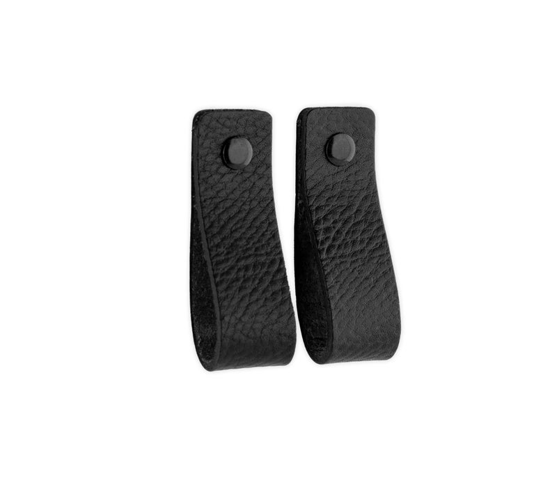 Brute Strength - Leather Drawer Pulls - Black - 2 pcs - 6-1/2 x 1 â€™â€™ - Leather Handle - Leather Dresser Pulls - Cabinet knobs Dresser knobs - Dresser Handles - Image 1